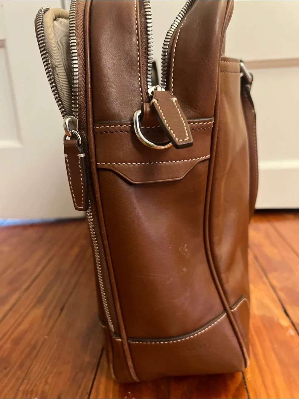 Coach 70633 Brown Leather Briefcase Laptop Messenger Bag w/ Strap